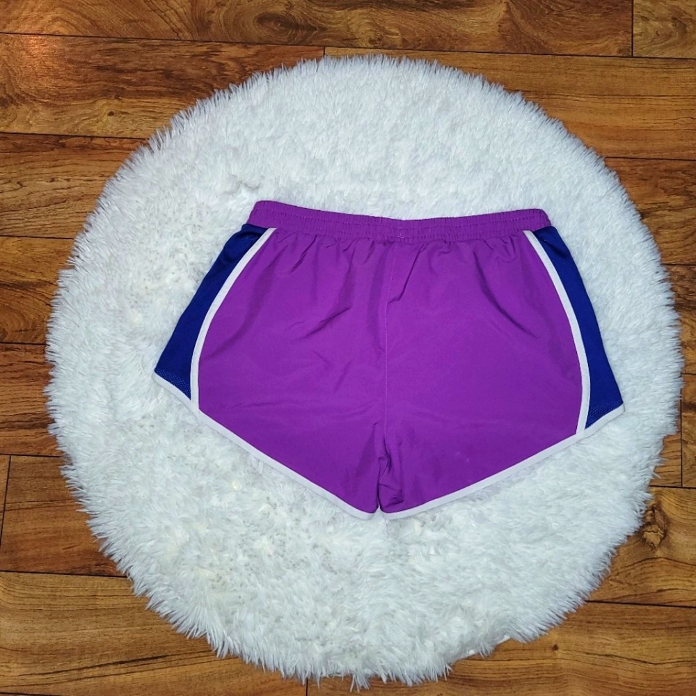 🏃♀️Under Armour womens purple & navy blue jogging running shorts with p - Picture 12 of 14